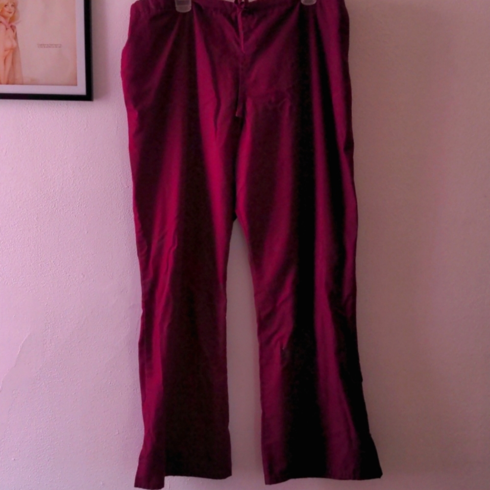 Cherokee wine colored flare leg scrub pants